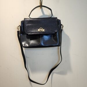 FRANCO CODI Classic Black Top-Handle Shoulder Leather Bag with Gold Hardware